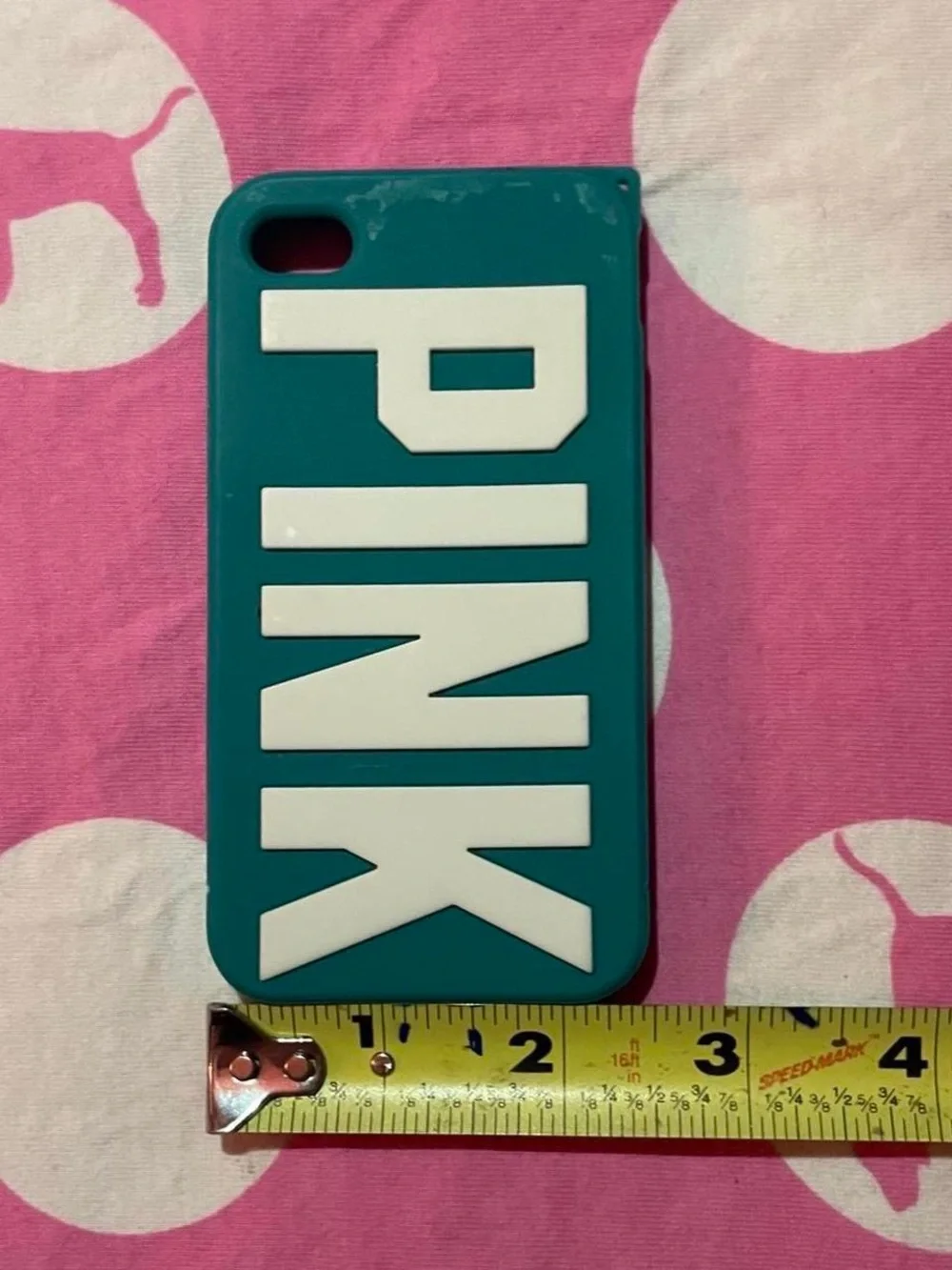 Preppy Mcbling VS PINK iPhone Case • Teal / White Silicone Case